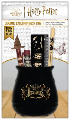 A Harry Potter themed desk tidy set in its packaging.