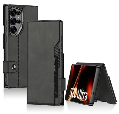 Obrázok produktu pre Kožené puzdro na mobilný telefón Flip pre Samsung Galaxy S26 Ultra 5G Book Wallet Klapp Čierna