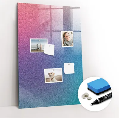Produktbild von Magnetpinnwand Memoboard - Zubehörsatz - Weißer Marker + Schwamm + Magnete - 60 x 90 cm - Gradientenabstraktion