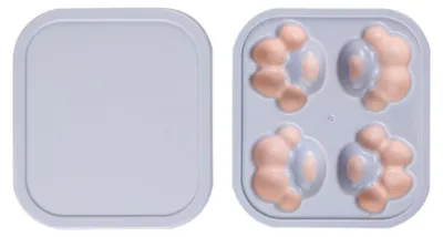 Produktbild von Eiswürfelform, niedlicher Eiswürfelbereiter in Katzenpfotenform mit Deckel, aus Silikon, perfekt zum Selbermachen für sommerliche Limonade, Fruchtpudding, rosa-lila