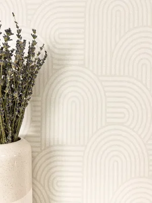 Produktbild von NEWROOM Tapete Creme Vliestapete Linien - Mustertapete Boho Hellbeige Bogen Boho Tapete Modern Ethno-Muster