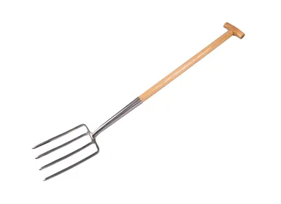 Image de Fourche à bêcher (acier inoxydable) avec manche en T (frêne, 76 cm) | Fourche à bêcher, fourche de jardinage