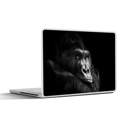 Produktbild von MuchoWow® Laptop Aufkleber Sticker Cover Gorilla - Affe - Schwarz - Weiß - Porträt 36.5x27.5 cm - Laptop-Sticker