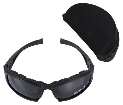 Taktische Sonnenbrille mit 4 Linsen, Schwarz, Unisex