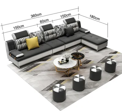Produktbild von Wohnlandschaft Ecksofa L-Form Modernes Sofa Ledersofa Ecksofa Polster 360x180cm