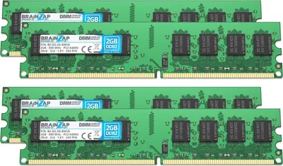 Produktbild von BRAINZAP 8GB DDR2 RAM DIMM PC2-6400U 2Rx8 800 MHz 1.8V CL6 Computer PC Arbeitsspeicher (4x 2GB)