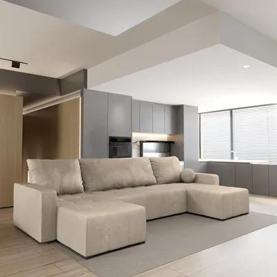 Produktbild von Masseno Ecksofa TOLARI mit Schlaffunktion U-Form, Sofa mit Bettkasten, Wohnzimmersofa, Couch, Soffa, Bettsofa, Couchgarnitur- Beige, PAROS 02