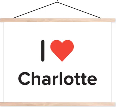 Produktbild von MuchoWow® Textilposter Ich liebe - Charlotte - Mädchen 150x113 cm mit holzfarbenen Rahmen - Poster