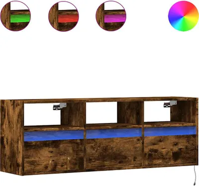 Produktbild von vidaXL TV-Wandschrank mit LED-Beleuchtung Räuchereiche 130x31x45 cm