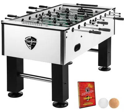 Produktbild von Tischkicker Basic Pro vormontiert 4 Dekorvarianten schadstoff inkl DVD + Bälle Kicker-Tisch Tischfussball 06 pro-Serie White