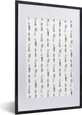 Produktbild von MuchoWow® Gerahmtes Poster Hintergrund - Schwarz - Weiß 40x60 cm - Poster mit Schwarzem Bilderrahmen Wandposter Rahmen Foto Bilder - Poster in Rahmen