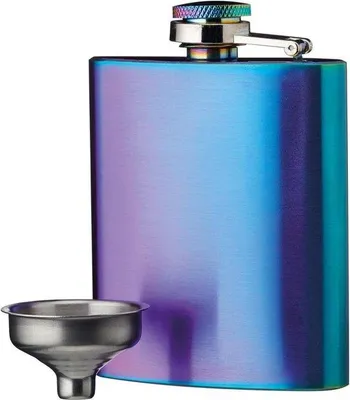 Produktbild von Mini-Glaskaraffe aus Edelstahl - 100 Milliliter - Regenbogenglanz mit Dekanterhahn