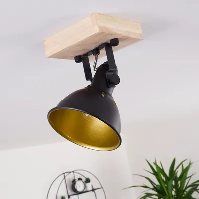 Produktbild von Arazane »Arazane« Wandlampe aus Metall in schwarz-gold und Holz