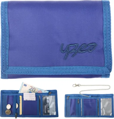 Produktbild von Geldbörse Portemonnaie Yzea Wallet Klettbörse mit Kette und Karabiner Börse Mädchen Jungen Schülerbörse Blau MARINA +s