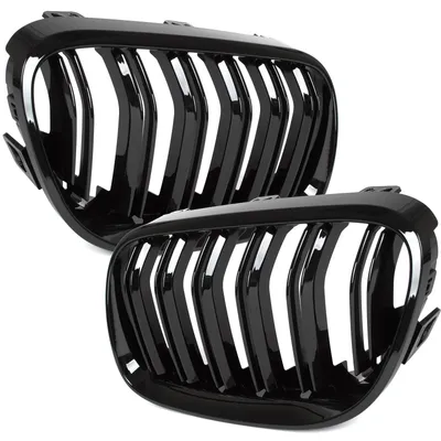 Produktbild von BMW 3 E92 E93 10-13 Nierengitter zwischen den Scheinwerfern (links + rechts) SCHWARZ GLÄNZEND DOPPELSTREBEN