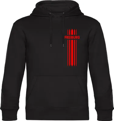 Produktbild von multifanshop Kapuzen Sweatshirt - Freiburg - Streifen, schwarz, Größe XXL