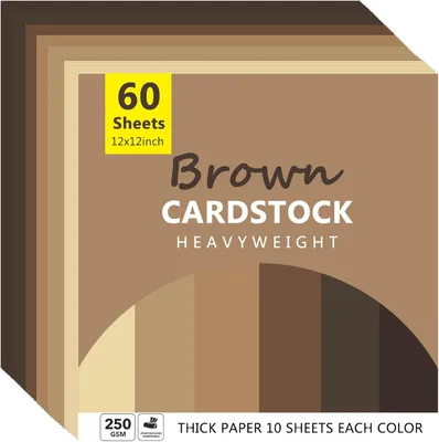 Immagine prodotto di Cartoncino marrone, 250 g/m², 30,5 x 30,5 cm, 60 fogli, ideale per scrapbooking