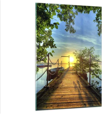 Produktbild von Bilder auf glas - Einteilig - See Sonnenuntergang Boot Landschaft - 80x120cm - Glasbilder - Wandbilder - Bilder - Wanddekoration aus Glas - Glas Bilder - Wandbild auf Glas - GPA80x120-2573