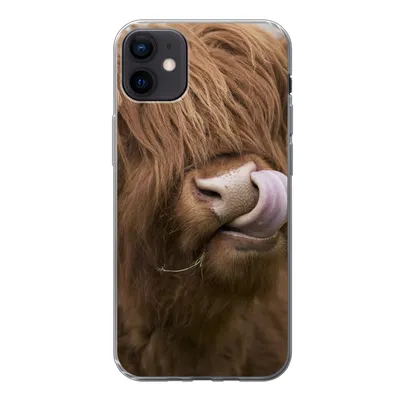 Produktbild von MuchoWow® Handyhülle Schutzhülle Hülle für iPhone 12 mini Schottischer Highlander - Braun - Kuh Silikon Softcase Handy Hülle - Bild