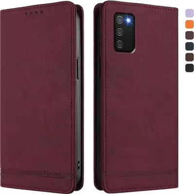 Obrázek produktu pro Pouzdro pro Samsung Galaxy A02S, retroPolyuretankožené flip pouzdro s stojánkem a přihrádkami na karty Červený