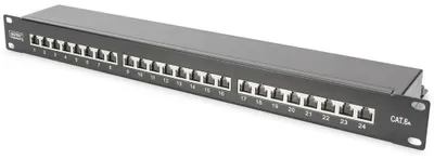 Patchpanel 19" Cat.6A 24-Port RJ45 geschirmt LSA 1U schwarz