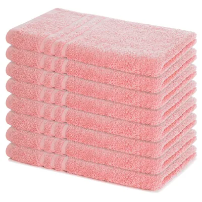 Zdjęcie produktu dla Zestaw 8 ręczników Lavea® 50 x 100 cm, Elena, 100% bawełna, ręcznik frotte, ręcznik sportowy, można prać w temperaturze 60°C, zestaw ręczników, pastelowy róż
