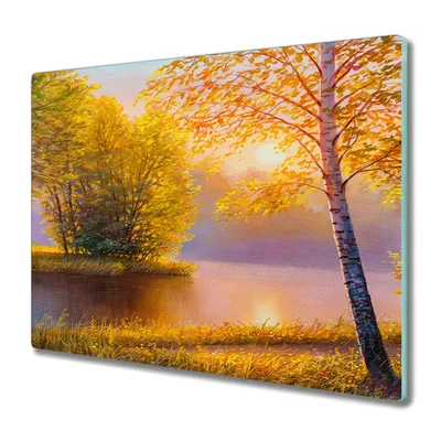 Produktbild von Coloray Hackbrett Herdabdeckplatte 60x52 cm Küchenbrett Kochplattenabdeckung Schneidebrett - Blumen Fluss Natur