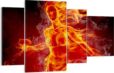 Produktbild von Bild auf Leinwand - Leinwandbild - Frau Flammen Illustration - 120x70cm - Wand Bild - Wanddeko - Leinwanddruck - Bilder - Kunstdruck - Wanddekoration - Leinwand bilder - Wandkunst - DL120x70-0222