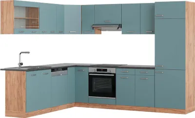 Obrázok produktu pre Rohová kuchyňa Vicco R-Line Modrošedá/Dub Goldkraft 287 x 227 cm, AP Antracit, Model 43244
