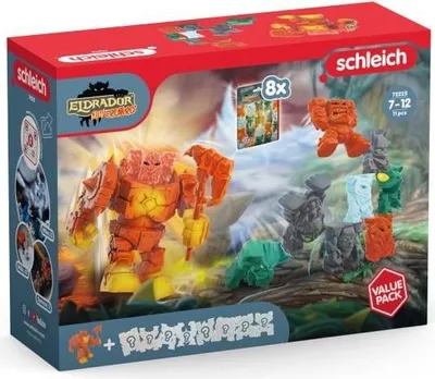 Immagine prodotto di Figurine Robot di lava Value Pack, Schleich 72225, Eldrador Creatures, Cyborg di lava, con ascia di lava