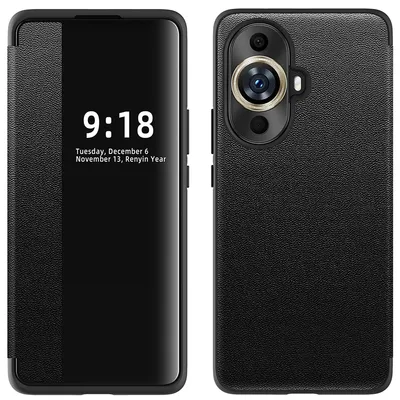 Immagine prodotto di Custodia per Huawei Nova 11 Pro sottile custodia in Finto cuoio con finestra di visualizzazione nero