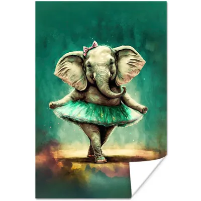 Produktbild von MuchoWow® Poster Elefant - Ballerina - Farbe - Schleife - Porträt 20x30 cm - Papierdruck