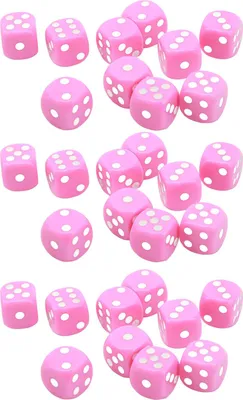 Immagine prodotto di set di dadi da 30 pezzi, 16 mm, plastica, 6 lati, angoli arrotondati, dadi per giochi da tavolo, tavola, rosa