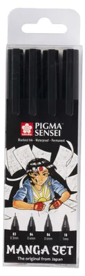 Obrázok produktu pre Sakura Pigma Sensei, Čierna, Čierna, Kolo, Blistr, 4 kusov