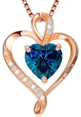 Produktbild von Herz Kette Damen Silber 925 mit "I love you" Gravur und Geburtsstein Roségold Geschenkbox