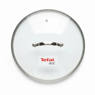 Produktbild von Tefal H80501 Jamie Oliver Glasdeckel 28 cm – Glasdeckel für Töpfe und Pfannen, Edelstahlgriff, Dampföffnung, hitzebeständig bis 260 °C, Jamie Oliver