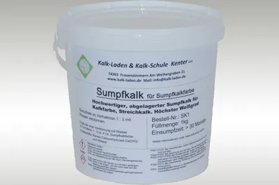 Produktbild von Sumpfkalk/Kalkfarbe/Streichkalk, Schimmelwidrig, rein natürlich. 1 kg für zirka 14 m²