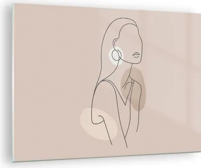 Produktbild von Bilder auf glas - Einteilig - Stück Linie Frau - 70x50cm - Glasbilder - Wandbilder - Bilder - zum Aufhängen bereit - Wanddekoration aus Glas - Glas Bilder - Wandbild auf Glas - GAA70x50-4766