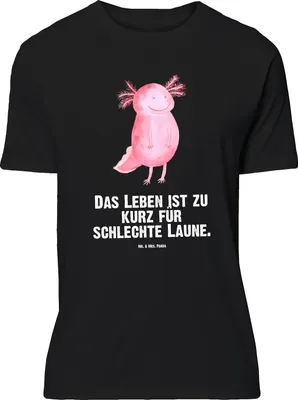 Produktbild von Mr. & Mrs. Panda Größe XL T-Shirt Axolotl Glücklich - Schwarz - Geschenk, gut Gelaunt, Tshirt, Motivationsspruch, mit Spruch, Shirt, Lebensfroh, Motivation, Axolot