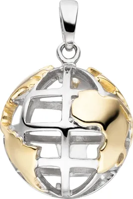 Produktbild von JOBO Anhänger Weltkugel 925 Sterling Silber bicolor vergoldet