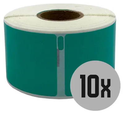 Produktbild von DULA Etiketten - Kompatibel mit Dymo Compatible labels - Groen - 99012 - S0722400 - Adresetiketten - 10 rollen - 36 x 89 mm - 260 labels per rol