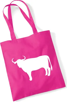 Produktbild von Huuraa Jutebeutel Stier Bulle Silhouette 10 Liter Fuchsia Baumwolle Tasche Geschenkidee