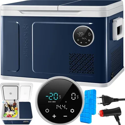 Produktbild von KESSER® Kompressor Kühlbox 2in1 Doppelzone Kühl- & Gefrierfach, elektrisch Gefrierbox LED-Touch-Bedienung inkl. 2x Kühlakkus 12/24 V 230V, Kühlschrank Kühlung bis -20 °C für Auto, Lkw, Camping
