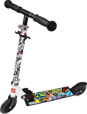 Image de Marvel Avengers Trottinette 2 roues frein à pied garçon noir/blanc