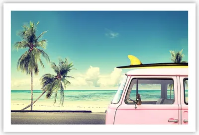 Produktbild von Poster - Poster ohne Rahmen - Auto Surfbrett Strand Ozean - 91,5x61 cm - Wand Bild - Wanddeko - Wandbilder - Kunstposter - Wandposter - Bilder - Kunstdruck - Wanddekoration - Wandbild P2XAA91x61-2835