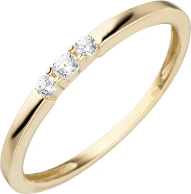 Produktbild von Gr. 58 Damen Ring schmal 333 Gold Gelbgold 3 Zirkonia Goldring