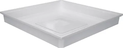 A white square shower tray with a raised central area, shown from a diagonal angle against a white background.
