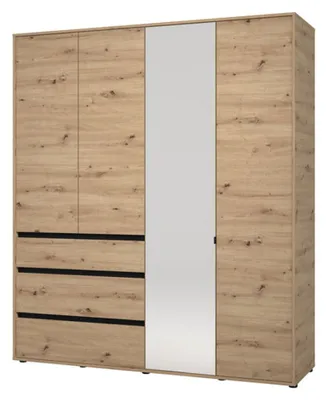 Produktbild von Rifreddoo - Großer Kleiderschrank, 183x211h cm Knoten-Eiche braun, 4 Böden