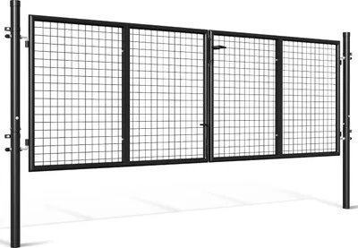 Produktbild von Faziango Doppelflügeltor Einfahrtstor Gartentor Tore Hoftor verzinkt 300cm x 100cm Anthrazit Doppelflügel - inkl. Schloss, Schlüsseln Gartenpforte Zauntor