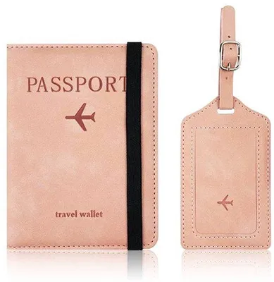 Immagine prodotto di Set di etichette da viaggio, porta passaporto in Pelle fintaPoliuretanocon etichetta da viaggio, custodia protettiva per passaporto, porta passaporto, moderno, rosso